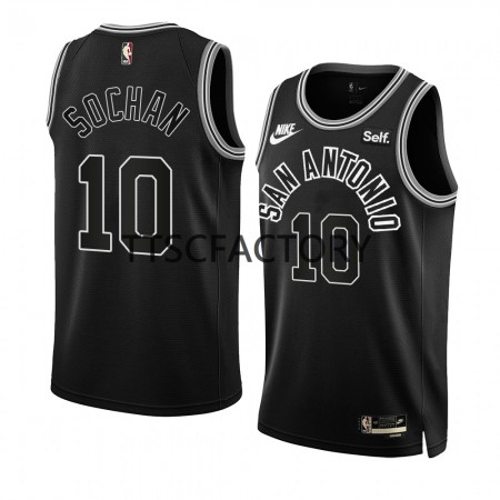 Maglia NBA San Antonio Spurs Jeremy Sochan 10 Nike 2022-23 Classic Edition Nero Swingman - Uomo